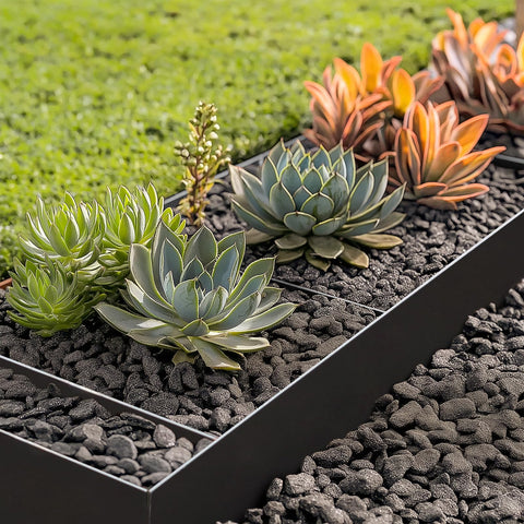 Pmango bendable steel edge molds to curves for curved garden beds.