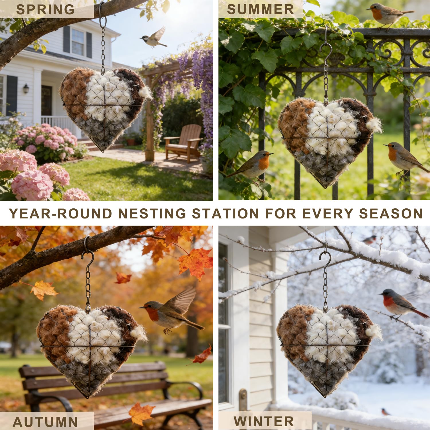 PMDYBY iron heart construction provides weather-resistant nesting shelter all year