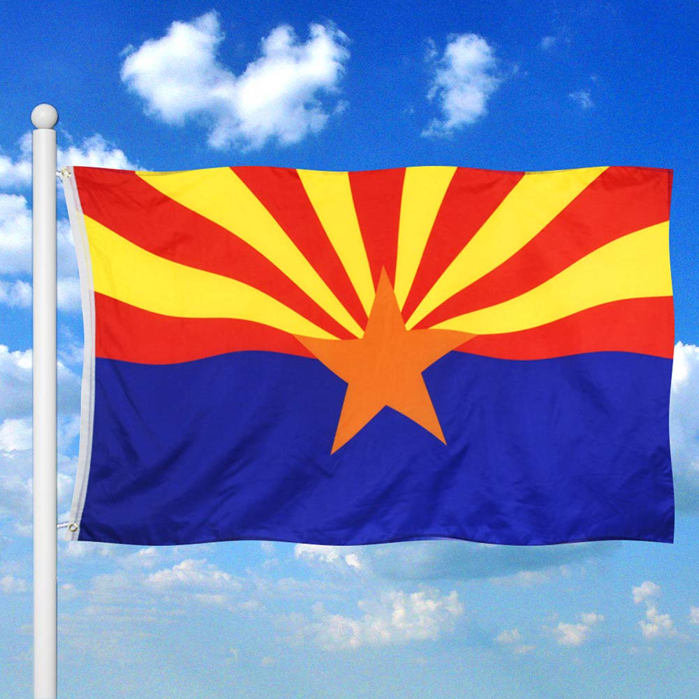 PMLAND Arizona flag 3x5 edge stitching close-up shows durable edges.