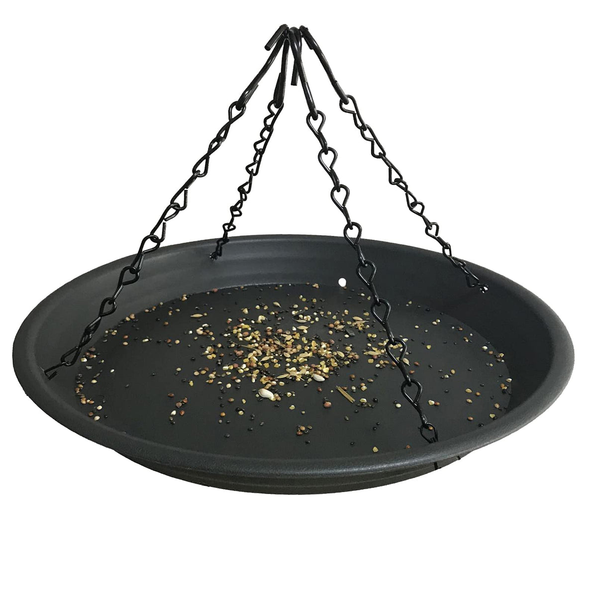 Pmsanzay bird feeder hanging tray keeps seed tidy and reduces mess.