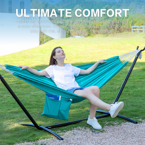 PNAEUT double hammock with carrying bag aqua ready for travel