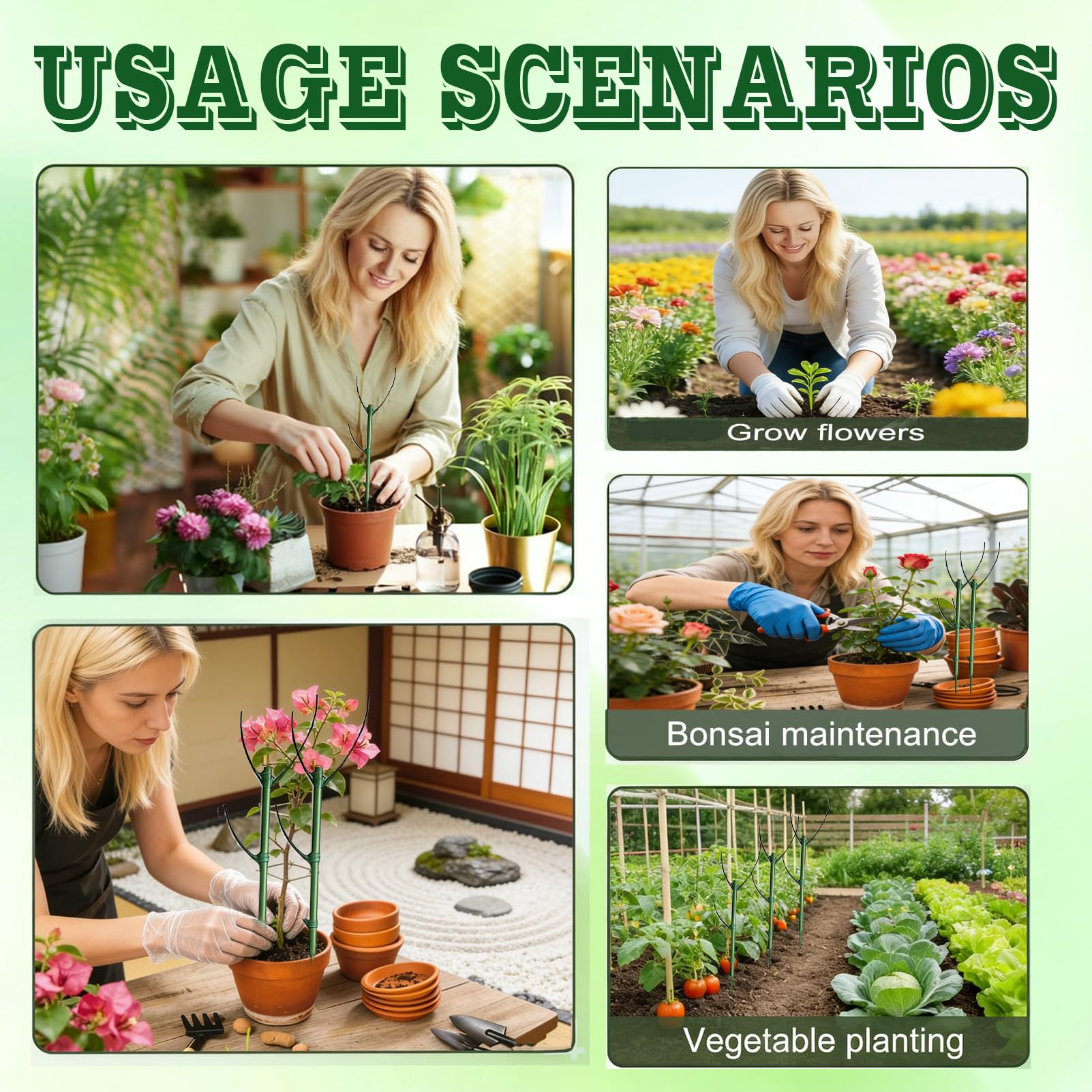 PNEIOLV garden stakes keep climbers organized in pots or beds.