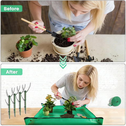 PNEIOLV indoor-outdoor vertical garden stakes blend with greenery.
