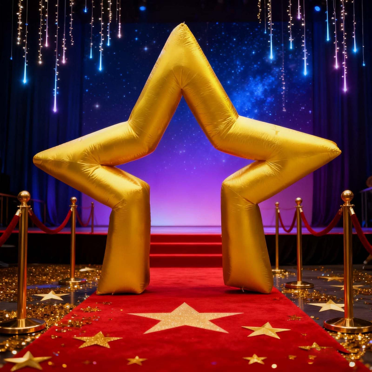 Pnluoce 10ft Christmas inflatable star arch creates a festive entrance.