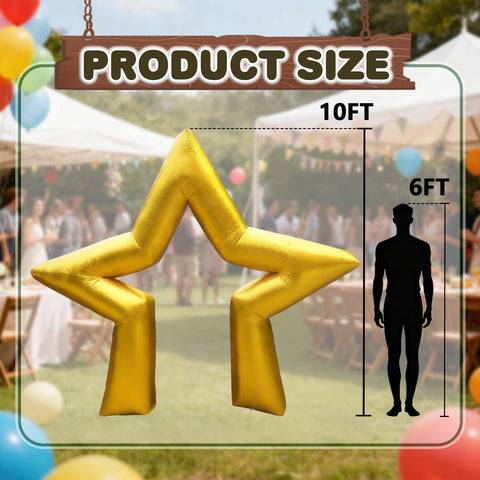 Pnluoce golden star inflatable arch adds grand outdoor decor.