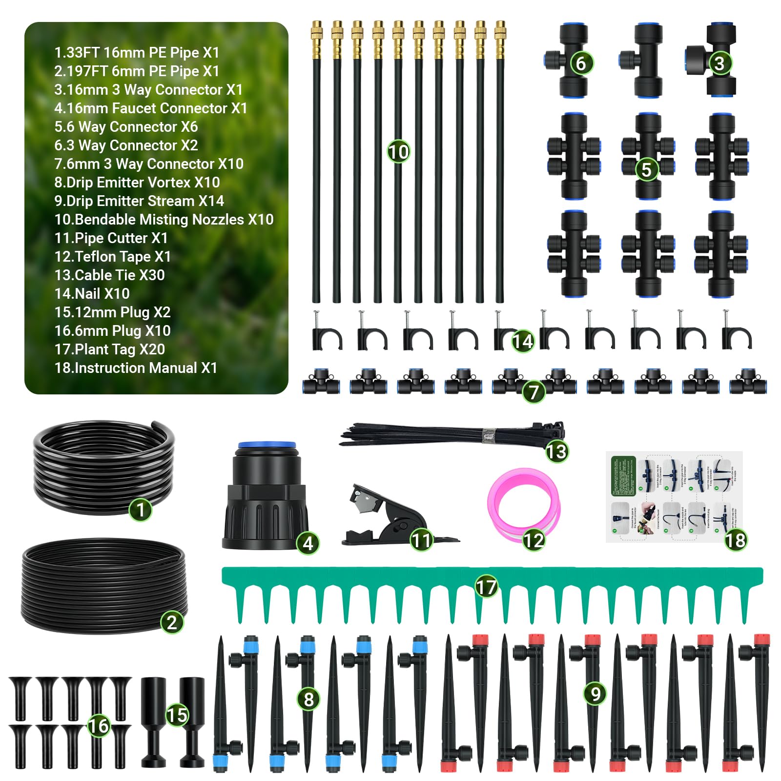 PNNEQ 230FT irrigation kit designed for easy maintenance and long-term outdoor use.