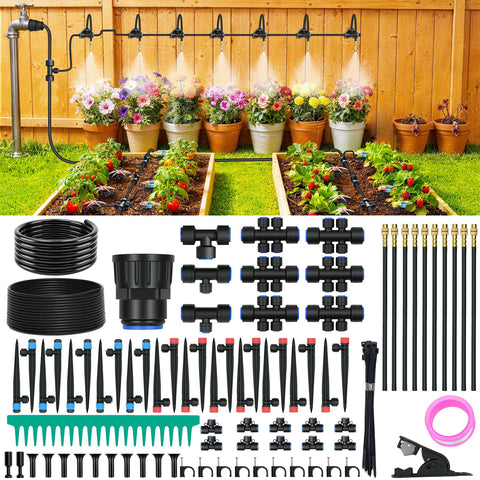 PNNEQ 230FT drip irrigation kit with push-fit connectors for reliable, leak-free garden irrigation.