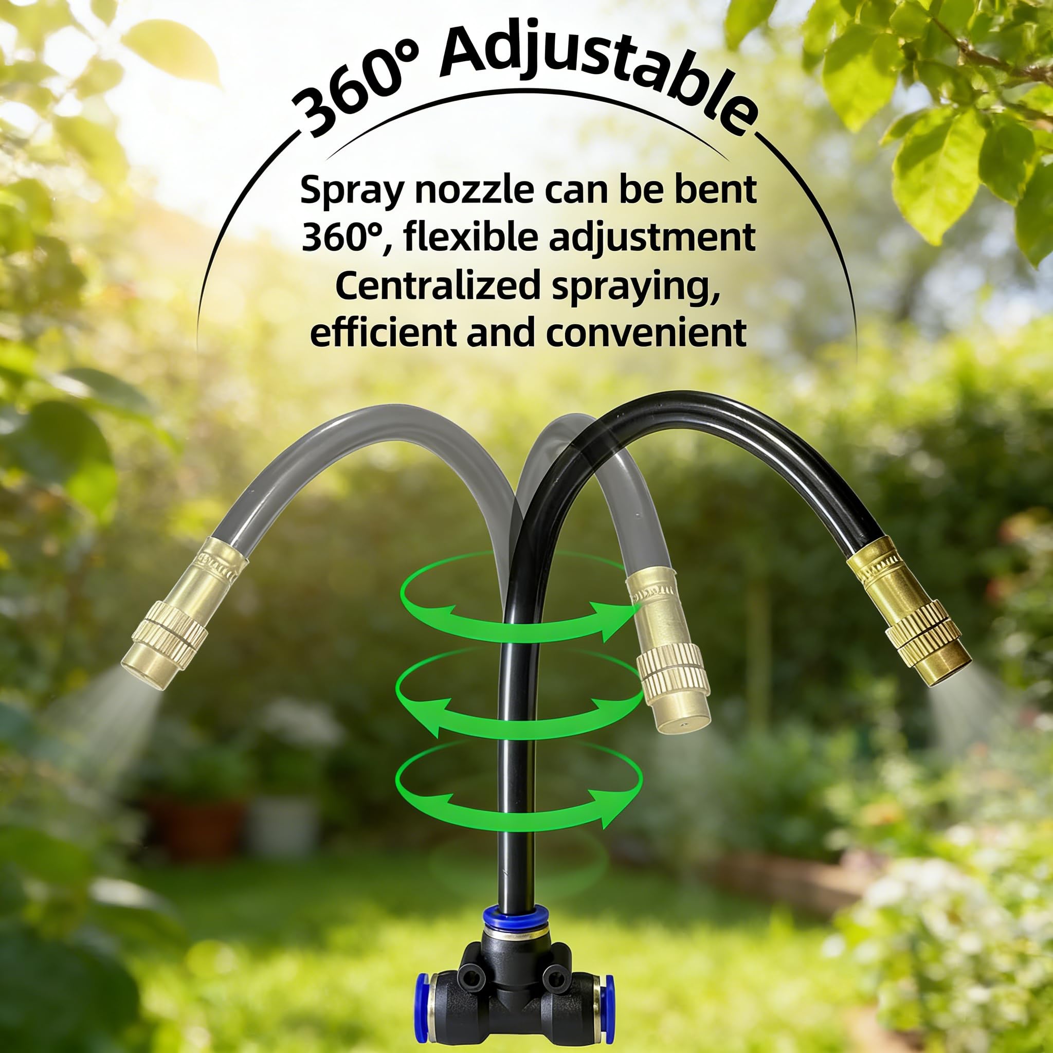 PNNEQ 360° adjustable nozzles close-up showing precise spray control.