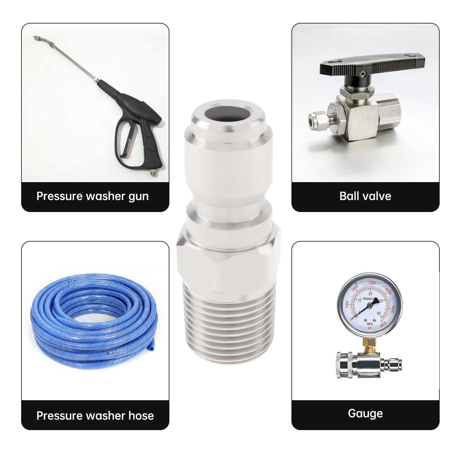 Stainless steel pressure washer adapter by PNXKTXO for reliable hose connections