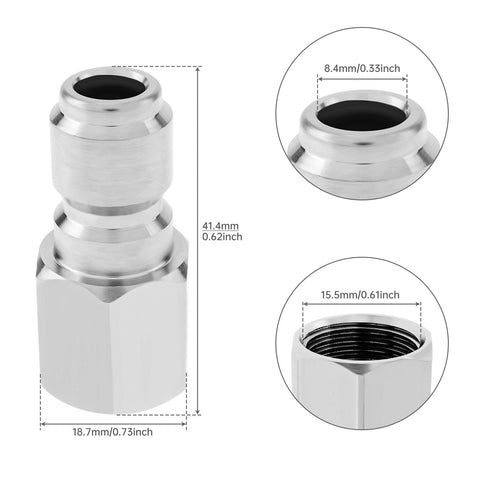 PNXKTXO stainless steel quick-connect for corrosion resistance and long-lasting use.