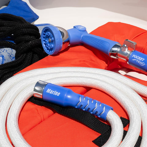 Pocket Hose is ideal for boats and RVs, easy to use in compact spaces.