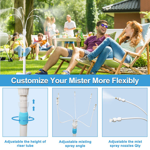 Pocket Panda adjustable height blue lock allows directed mist for tailored comfort.