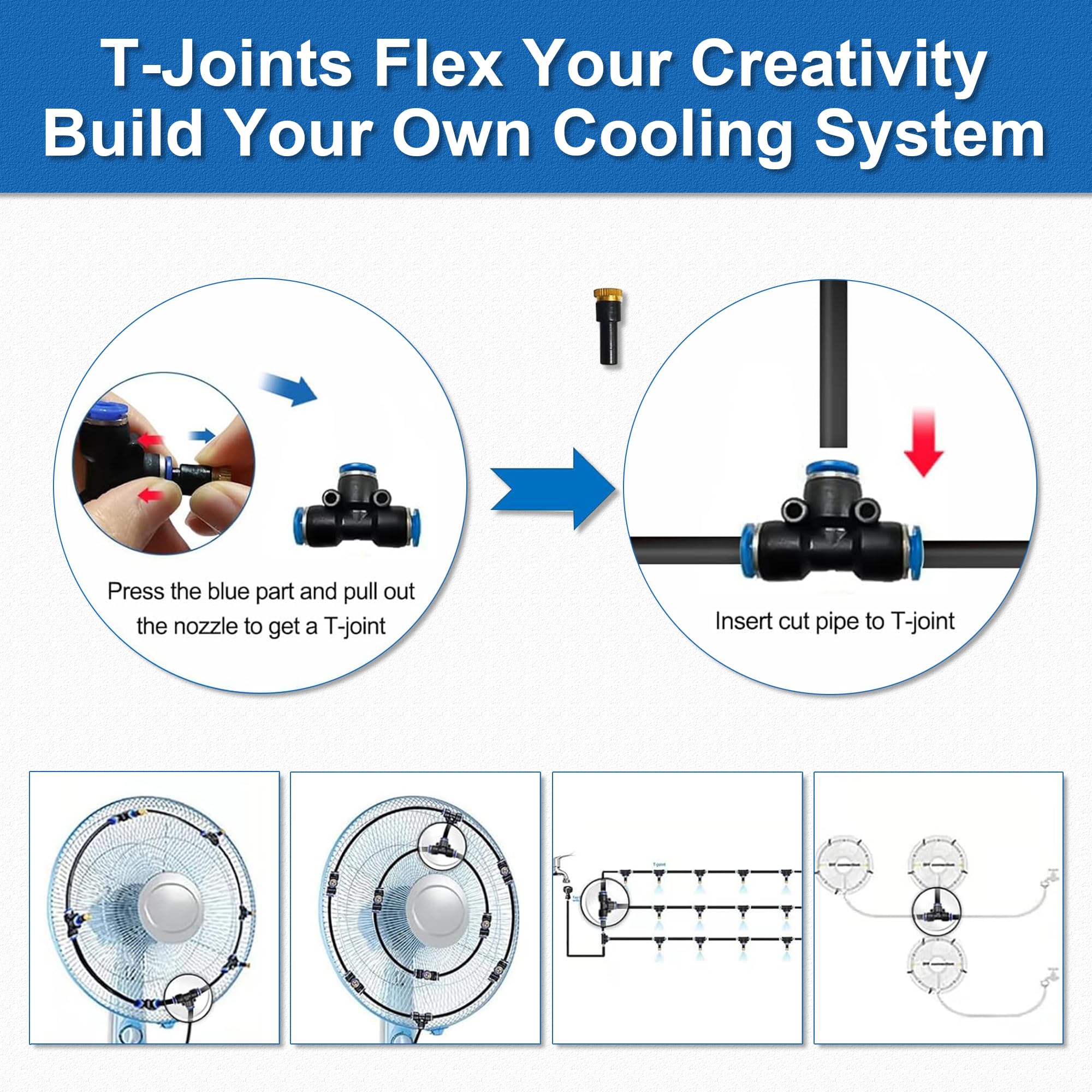 Pocket Panda misting system setup around canopy and deck for versatile cooling