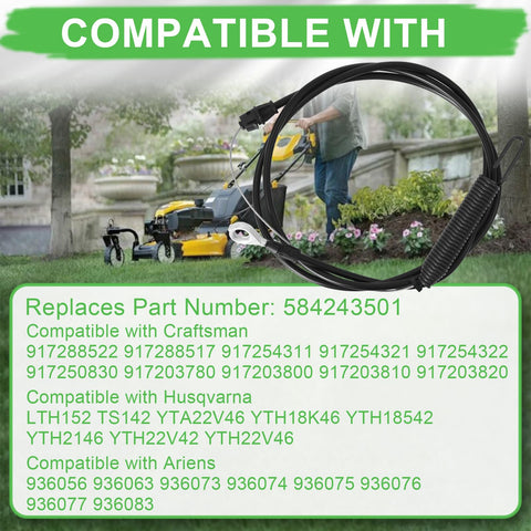 Podoy 584243501 compatible models chart demonstrates broad lawn tractor compatibility.