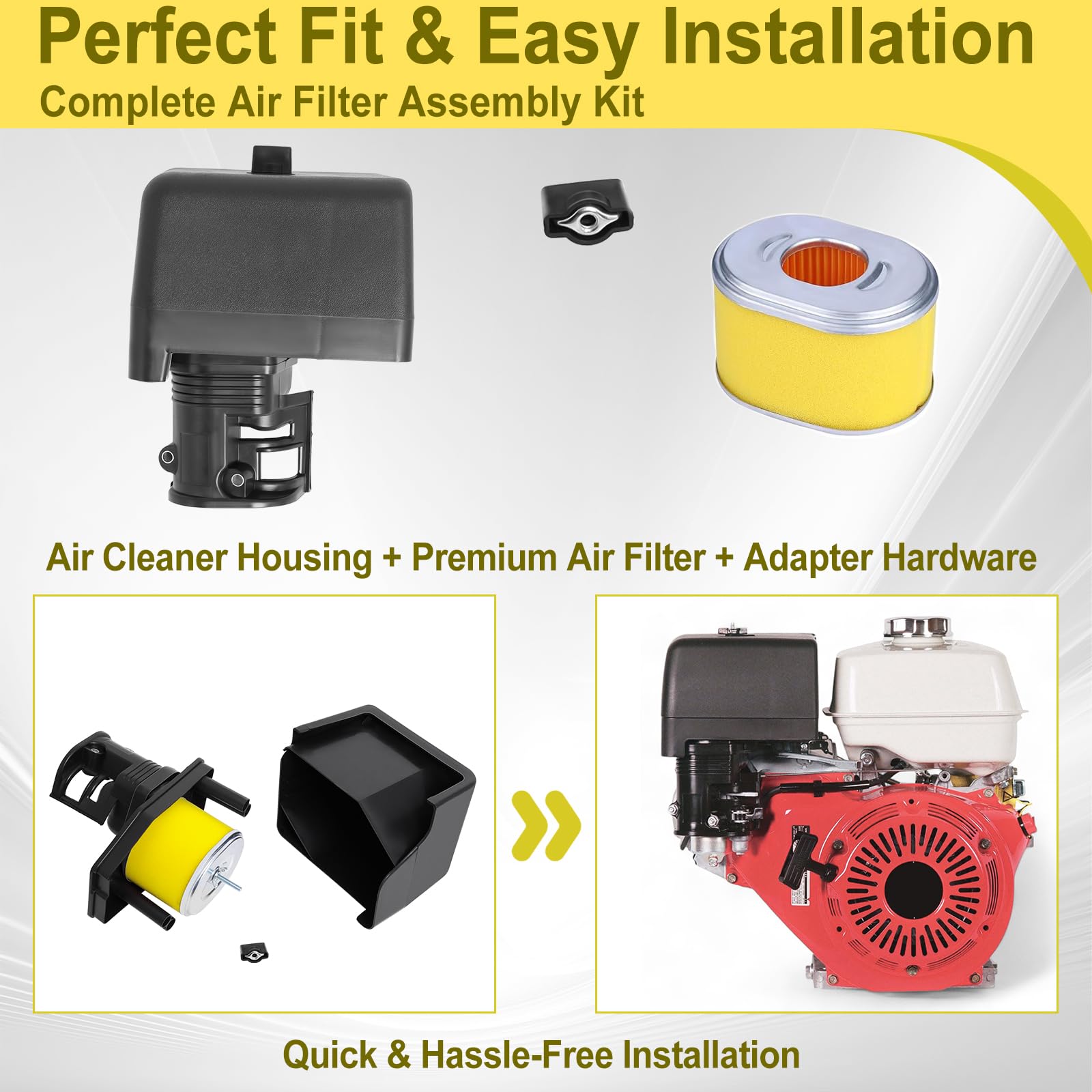 Podoy air cleaner box adapter assembly displayed as a complete swap kit.