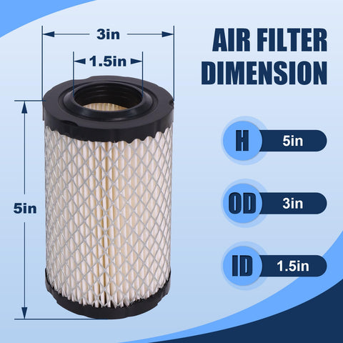 Podoy air filter with 5 inch height and 3 inch outer diameter.