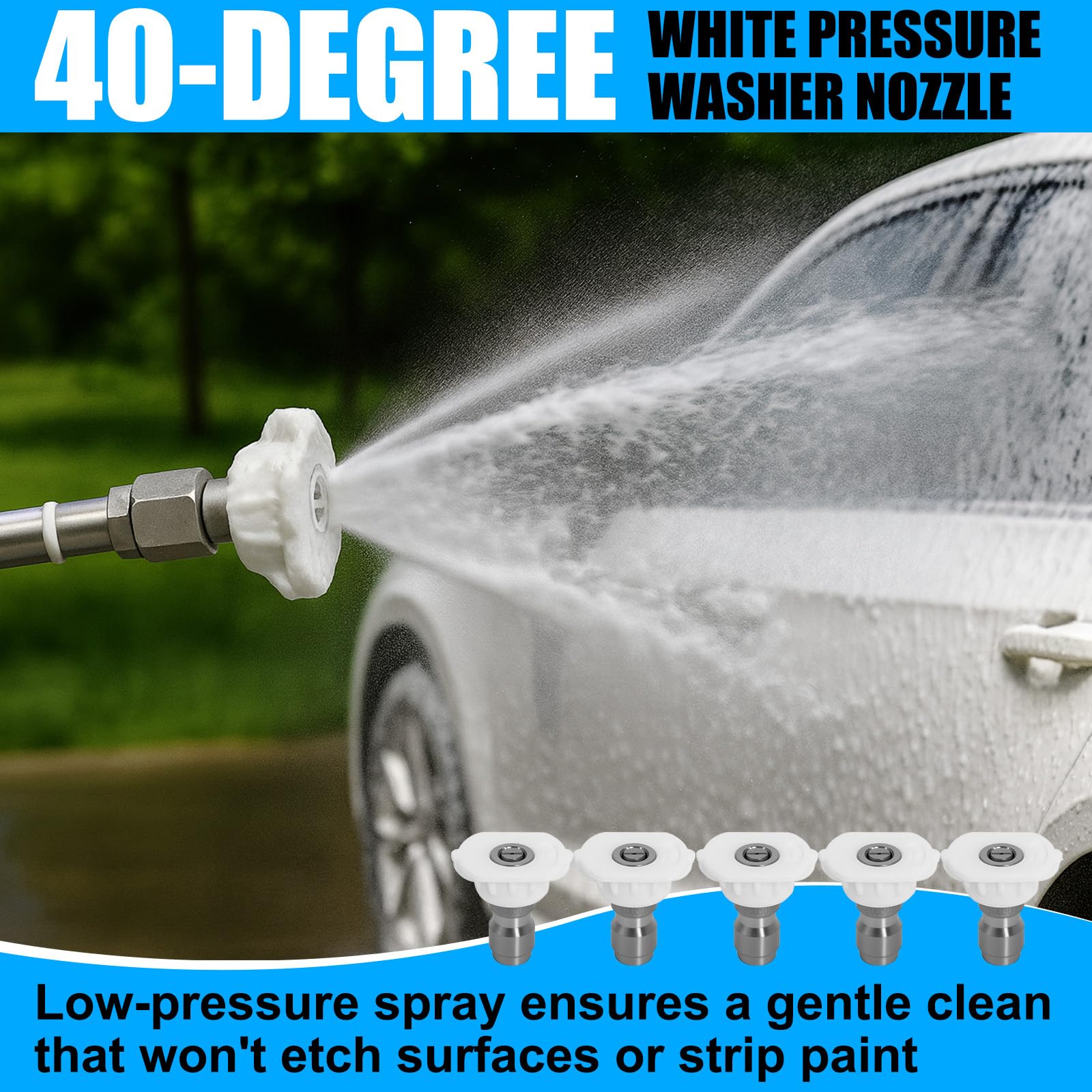 Podoy 40-degree angled spray covers broad areas efficiently.