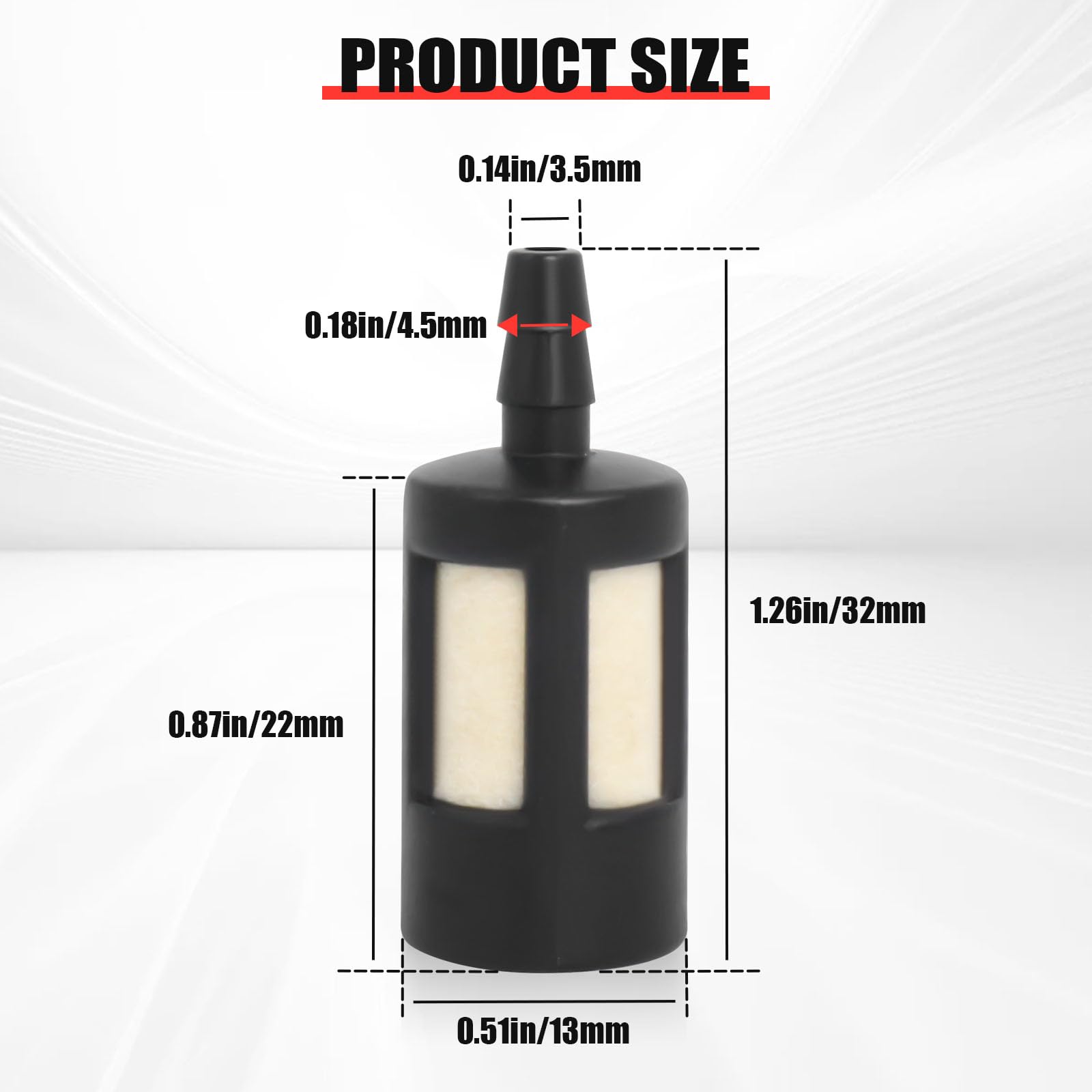 Podoy fuel filter compatible with Stihl Poulan Husqvarna engines for easy swaps.