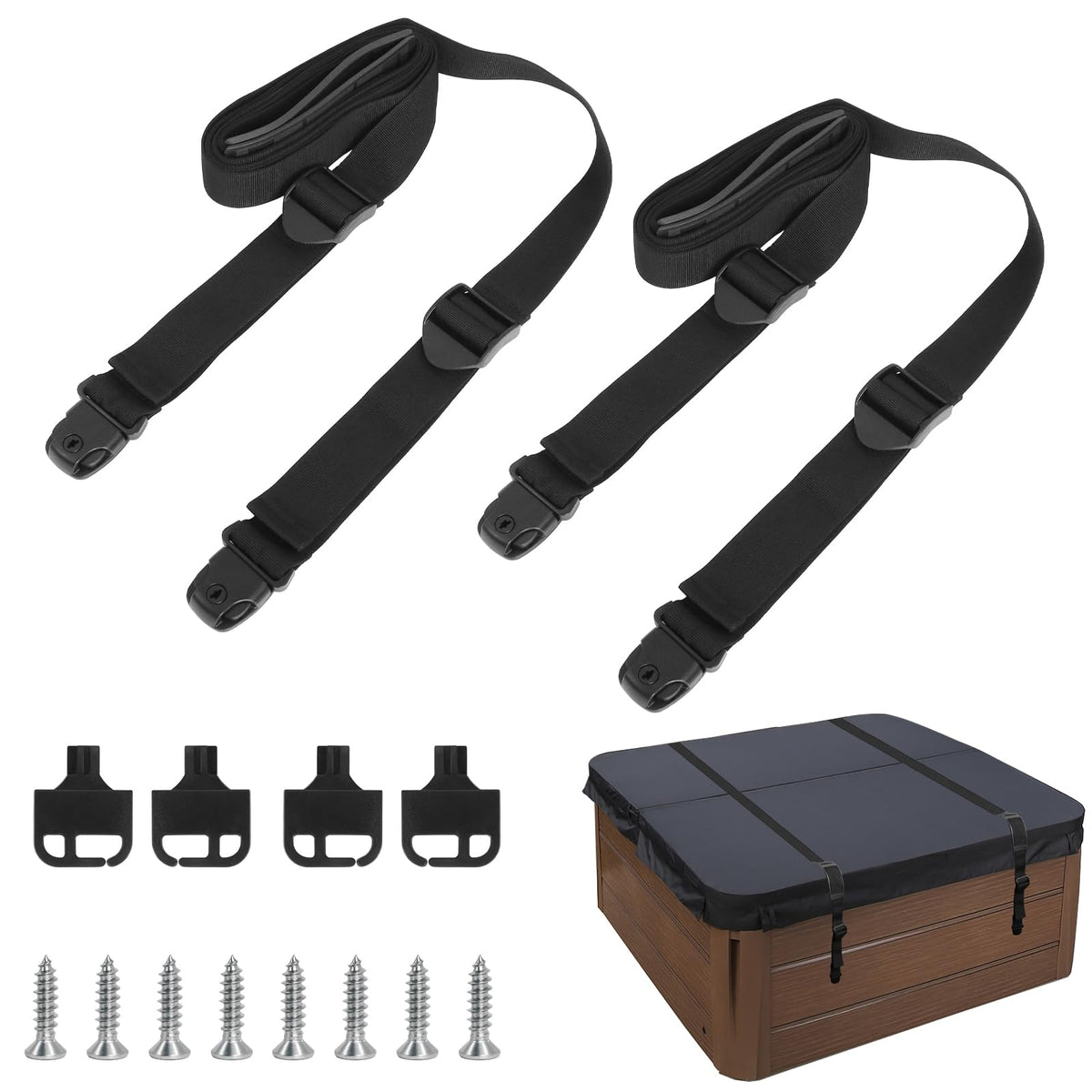 Podoy hot tub cover straps with adjustable length securely fit 9–11 ft covers