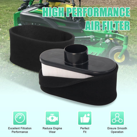 Podoy air filter installation on a Kawasaki lawn mower.