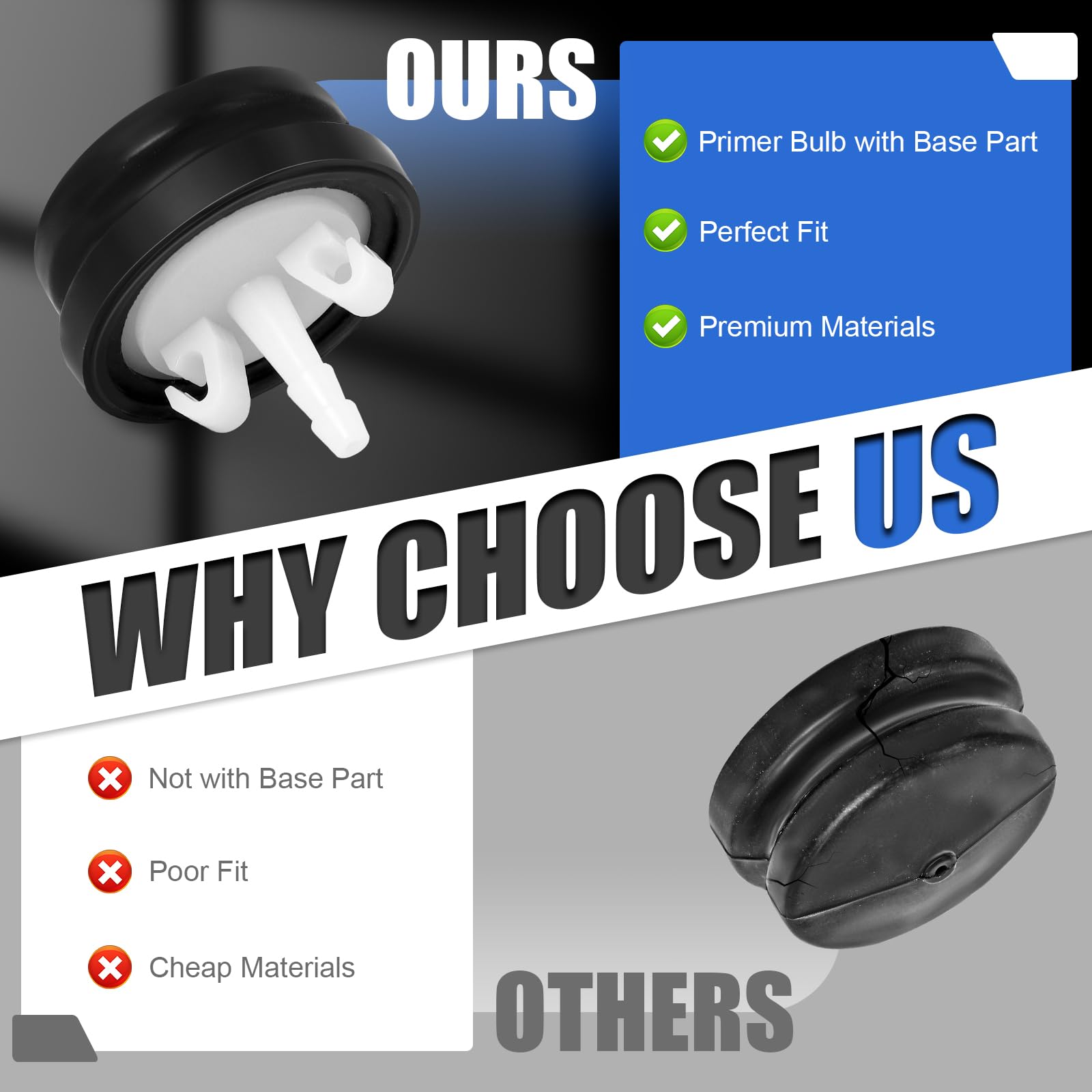 Podoy rubber primer bulb durability in cold weather conditions.
