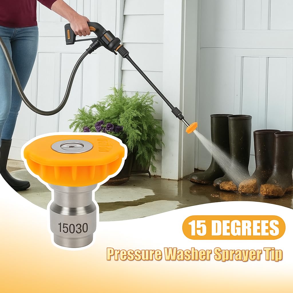 Podoy wide-spray nozzle illustrating surface-safe cleaning for cars and decks.