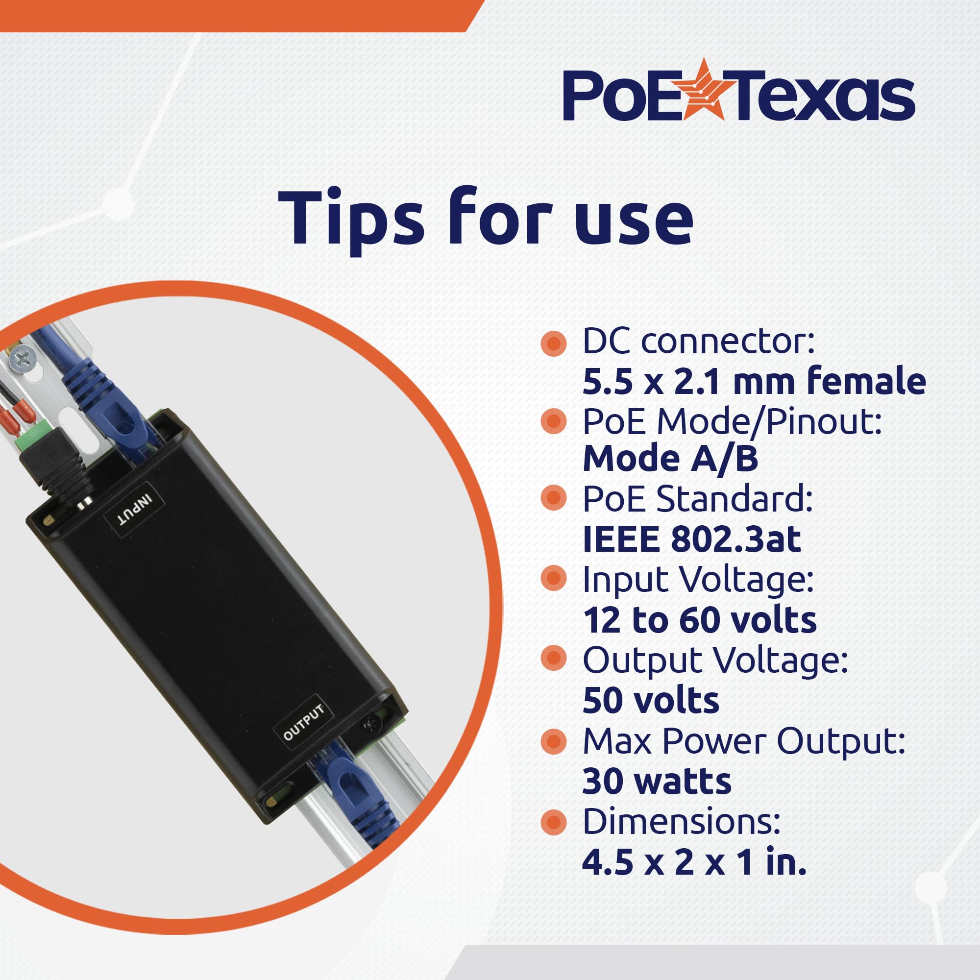 PoE Texas enables PoE camera setup with single inline injector.
