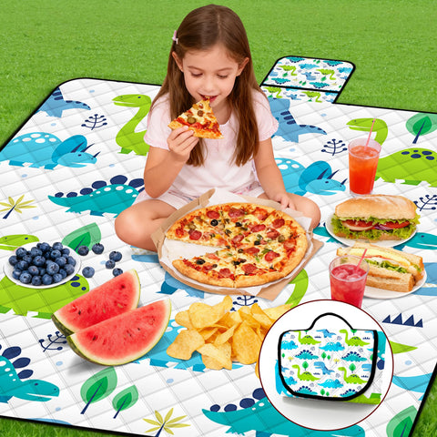 Poedist dinosaur pattern adds fun visual appeal to picnics.