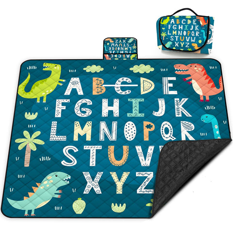 Poedist extra large picnic blanket 80x80 folded blue for easy transport and quick setup.