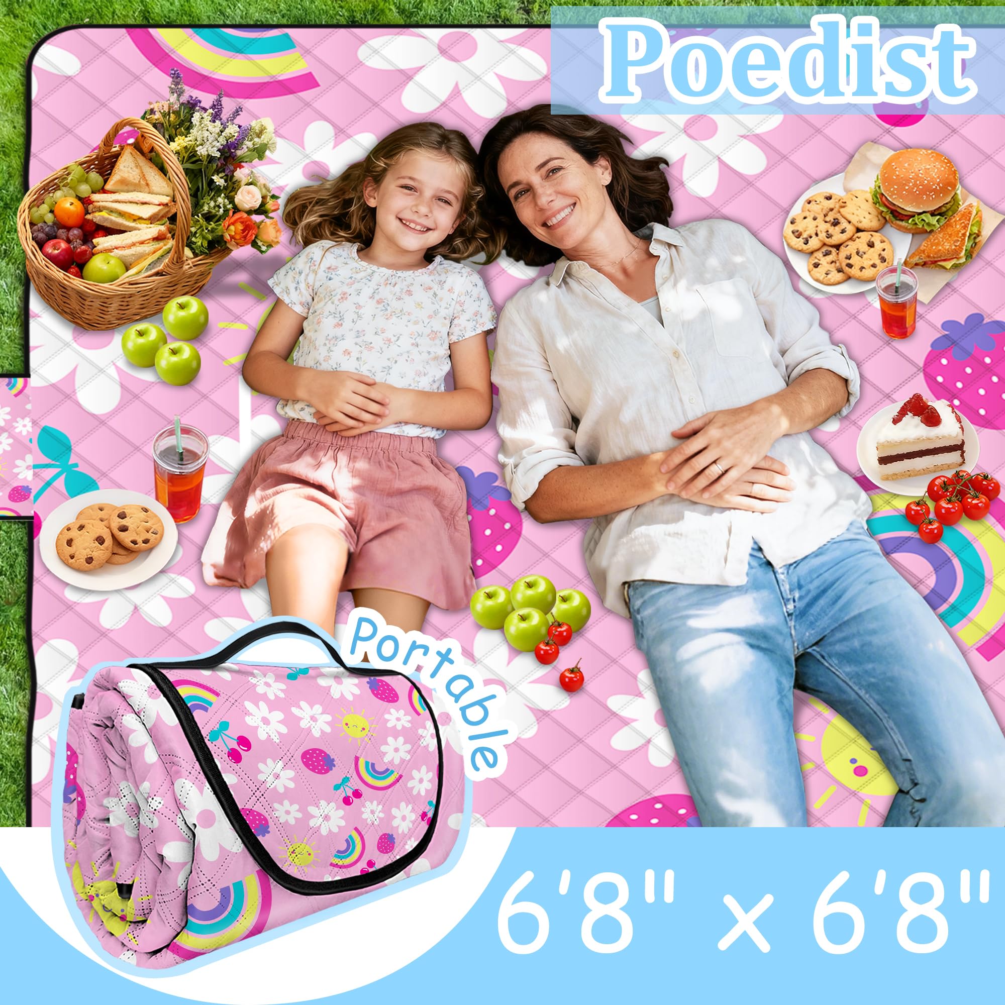 Poedist thick middle padding cushions uneven ground on pink blanket