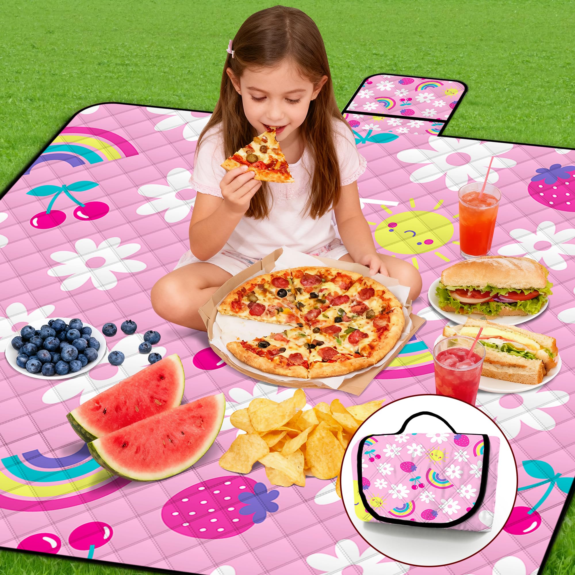 Poedist patterned pink blanket adds a festive vibe to outings