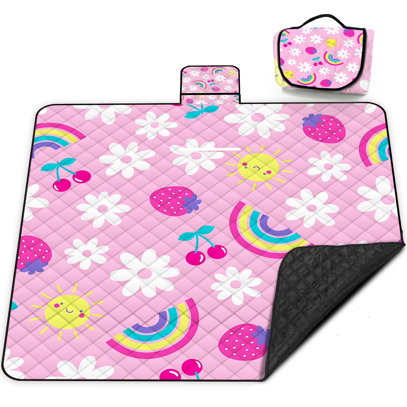 Poedist waterproof pink picnic blanket 80x80 for outdoor use
