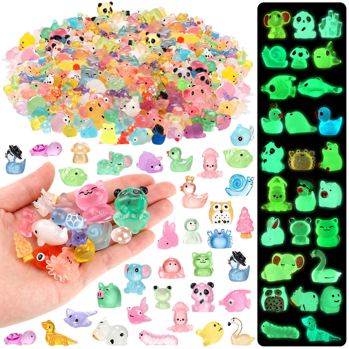 Poen mini resin ducks glow in the dark for fairy gardens and desk decor