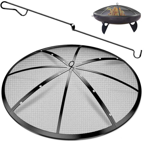 POEPRH 36in fire pit spark screen provides safe enclosure for backyard gatherings