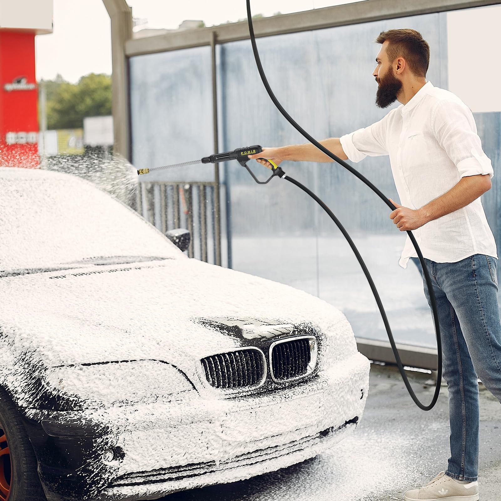 POHIR 360-degree swivel gun minimizes hose twisting during cleaning