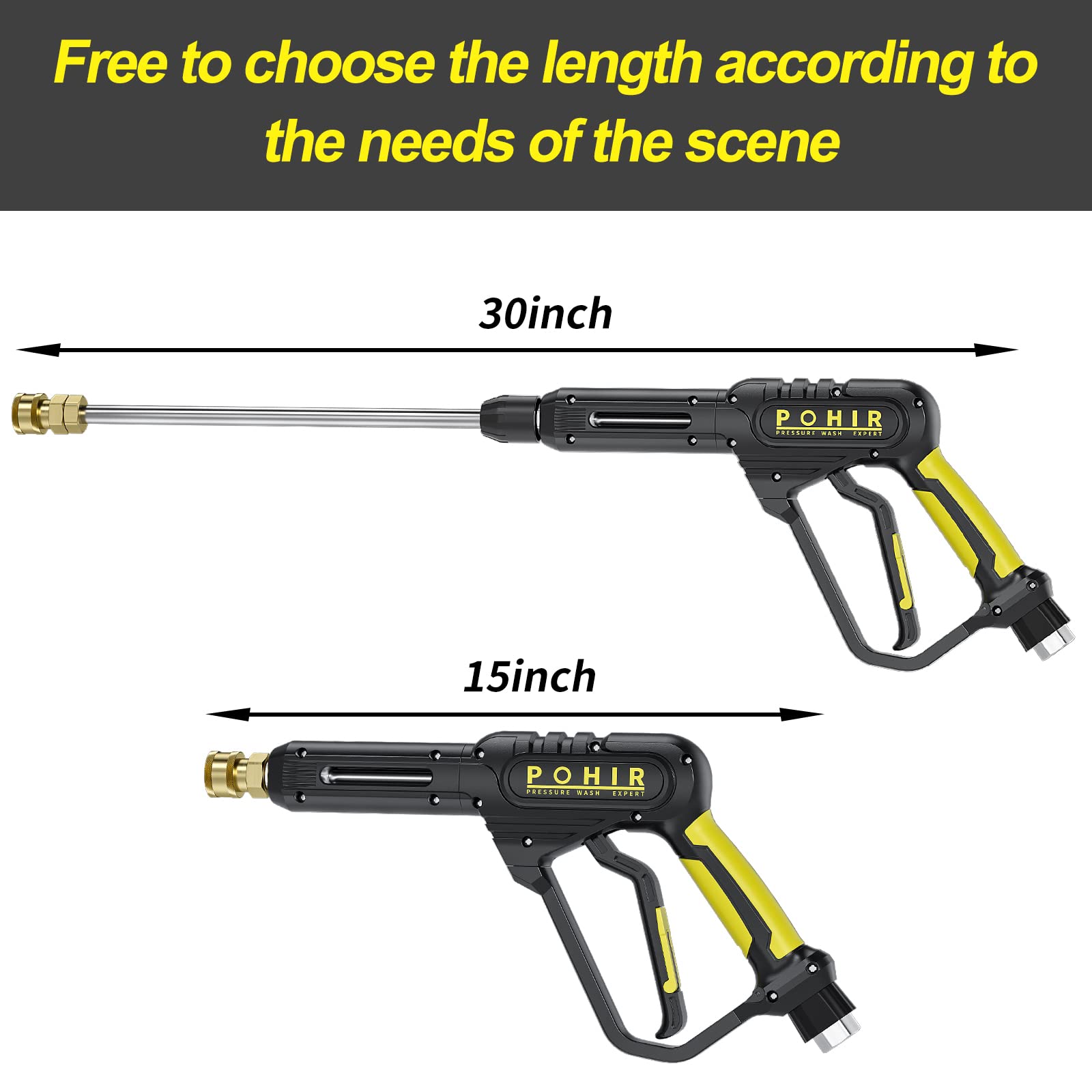 POHIR 3/8 inch quick connect for fast nozzle swaps.