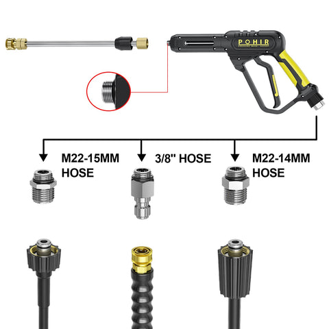 POHIR extension wand 16-inch for extended reach during cleaning.