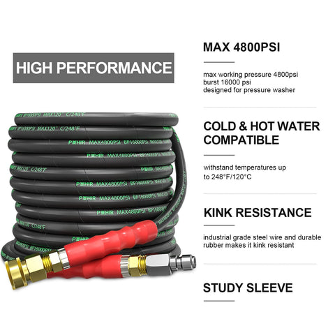 POHIR hot and cold water hose handles varied washing conditions.