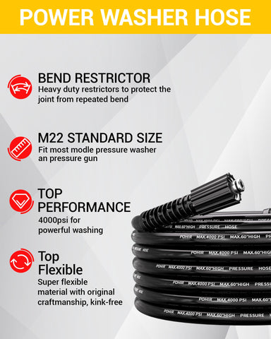 POHIR kink-resistant hose preventing tangles during cleaning