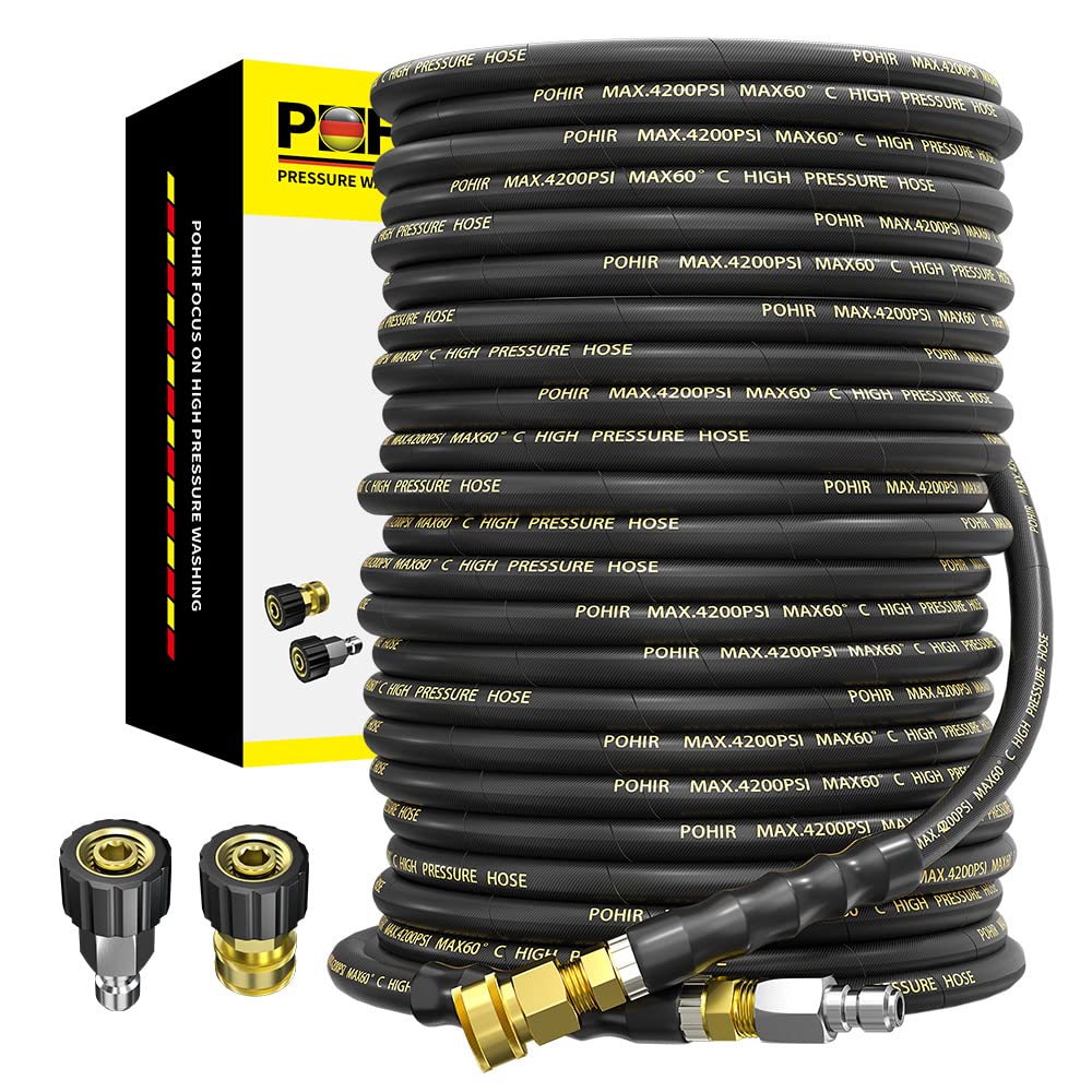 POHIR power washer hose 100ft for extended reach and reliable performance