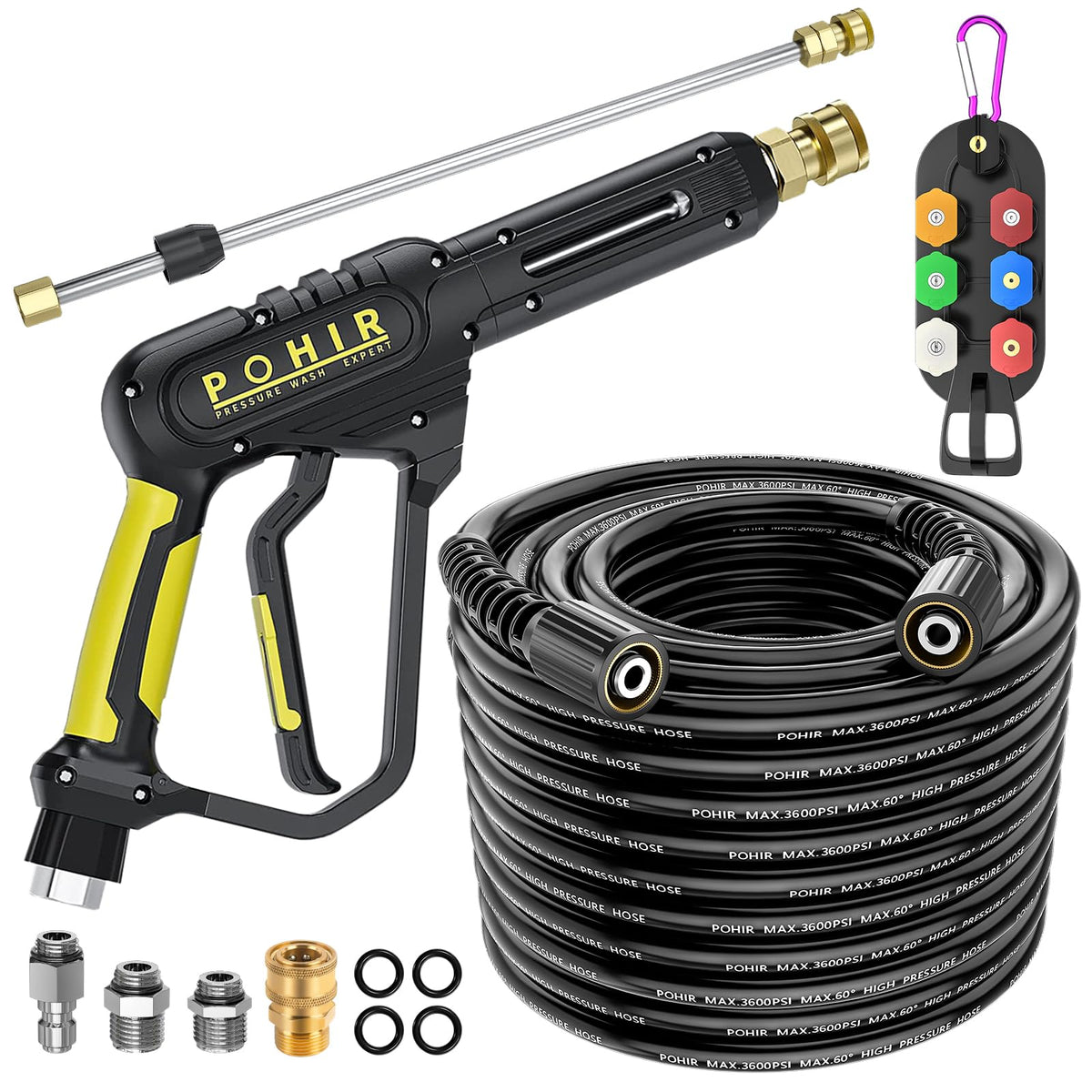 POHIR pressure-washer gun with 50ft hose for powerful outdoor cleaning
