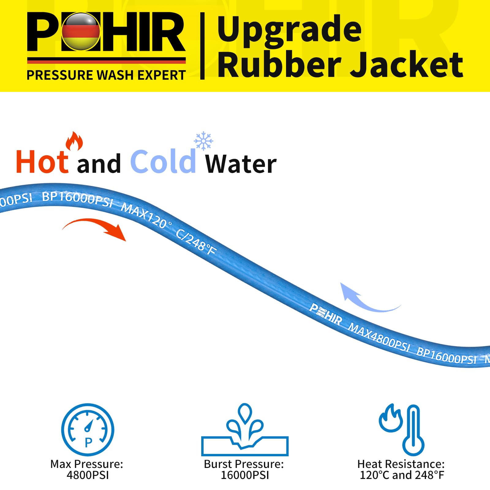 POHIR hose with 3/8 inch inner diameter for steady water flow
