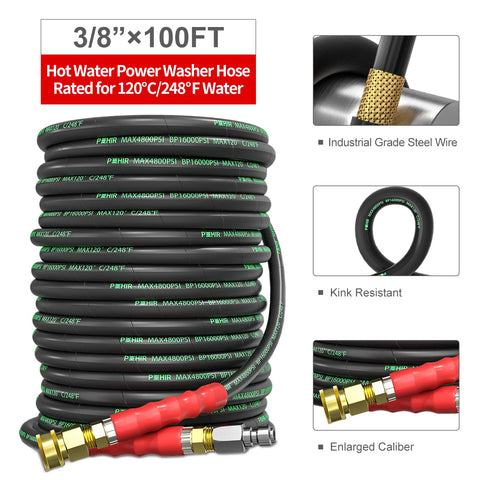 POHIR 4800 PSI kink-resistant hose for durable cleaning sessions