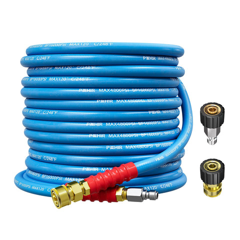 POHIR 50ft hose shown extended for expansive outdoor cleaning tasks