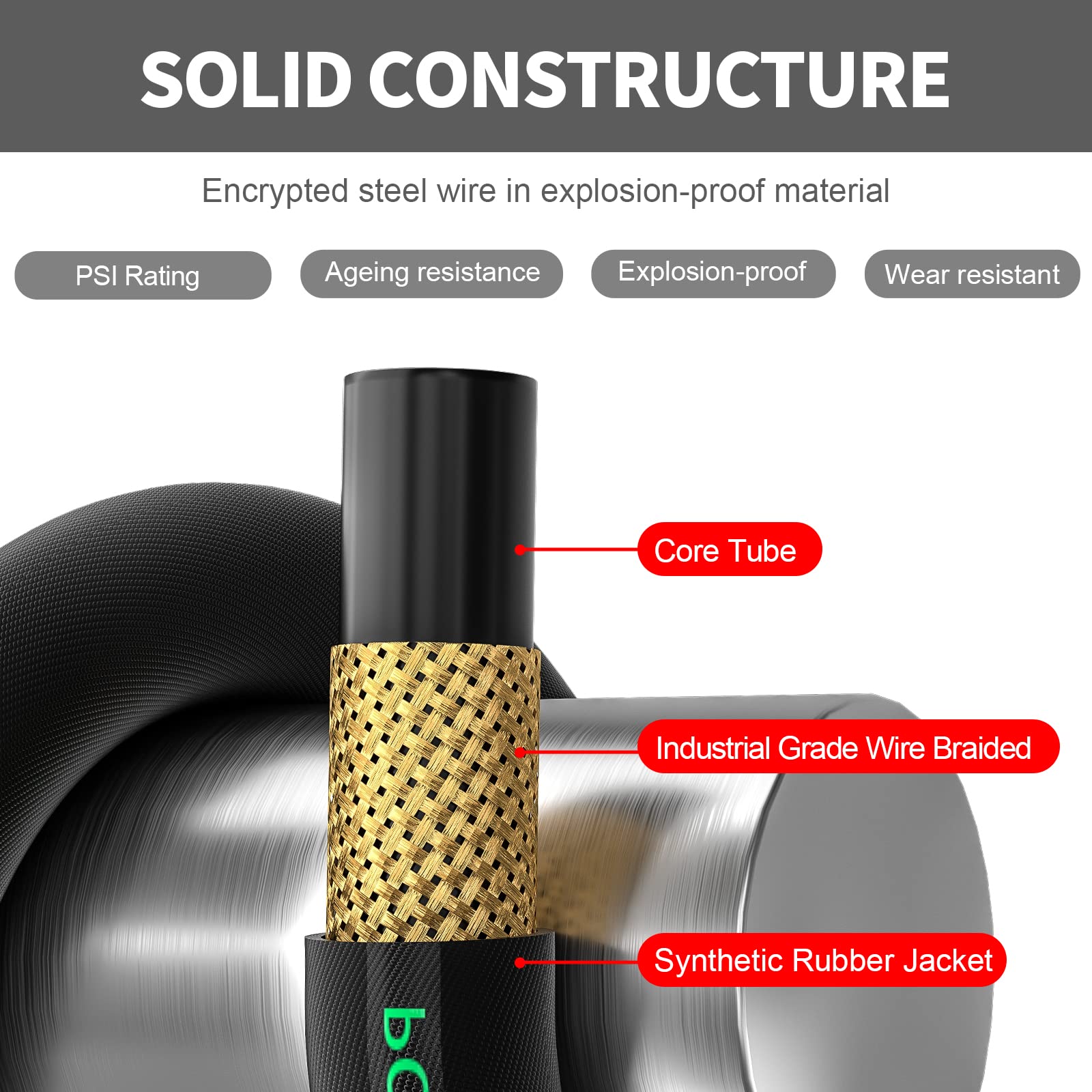 POHIR hot and cold water compatible hose up to 248F
