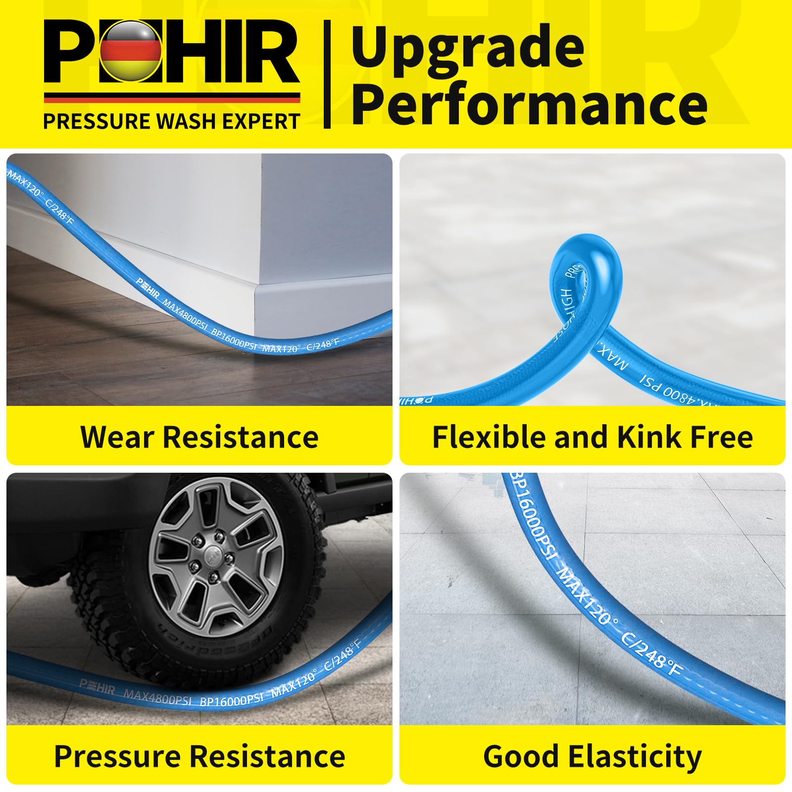 POHIR hot-water capable hose tested up to 248°F