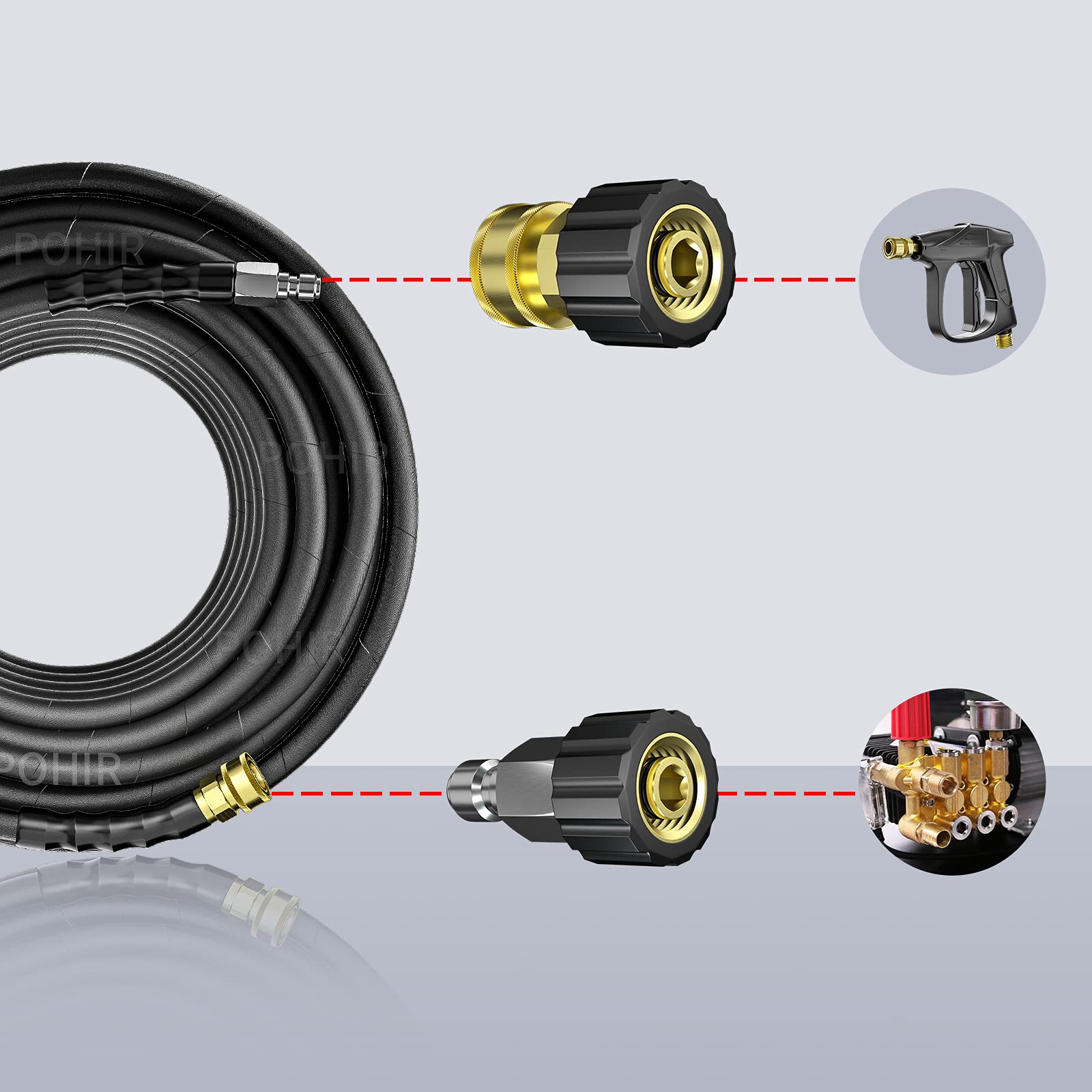 POHIR universal pressure washer adapter fits most brands and hoses