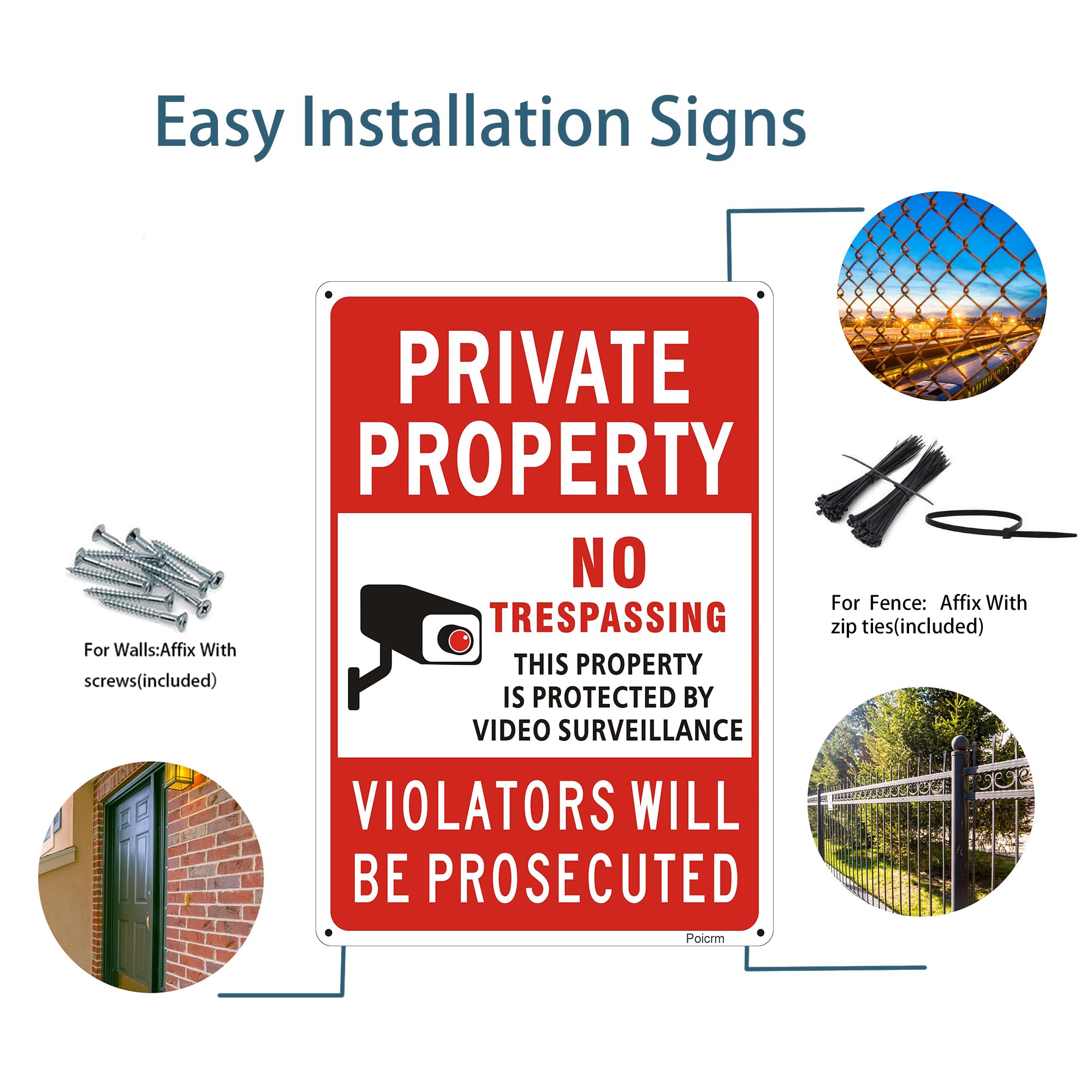 Poicrm 14x10 inch aluminum sign enhances outdoor visibility
