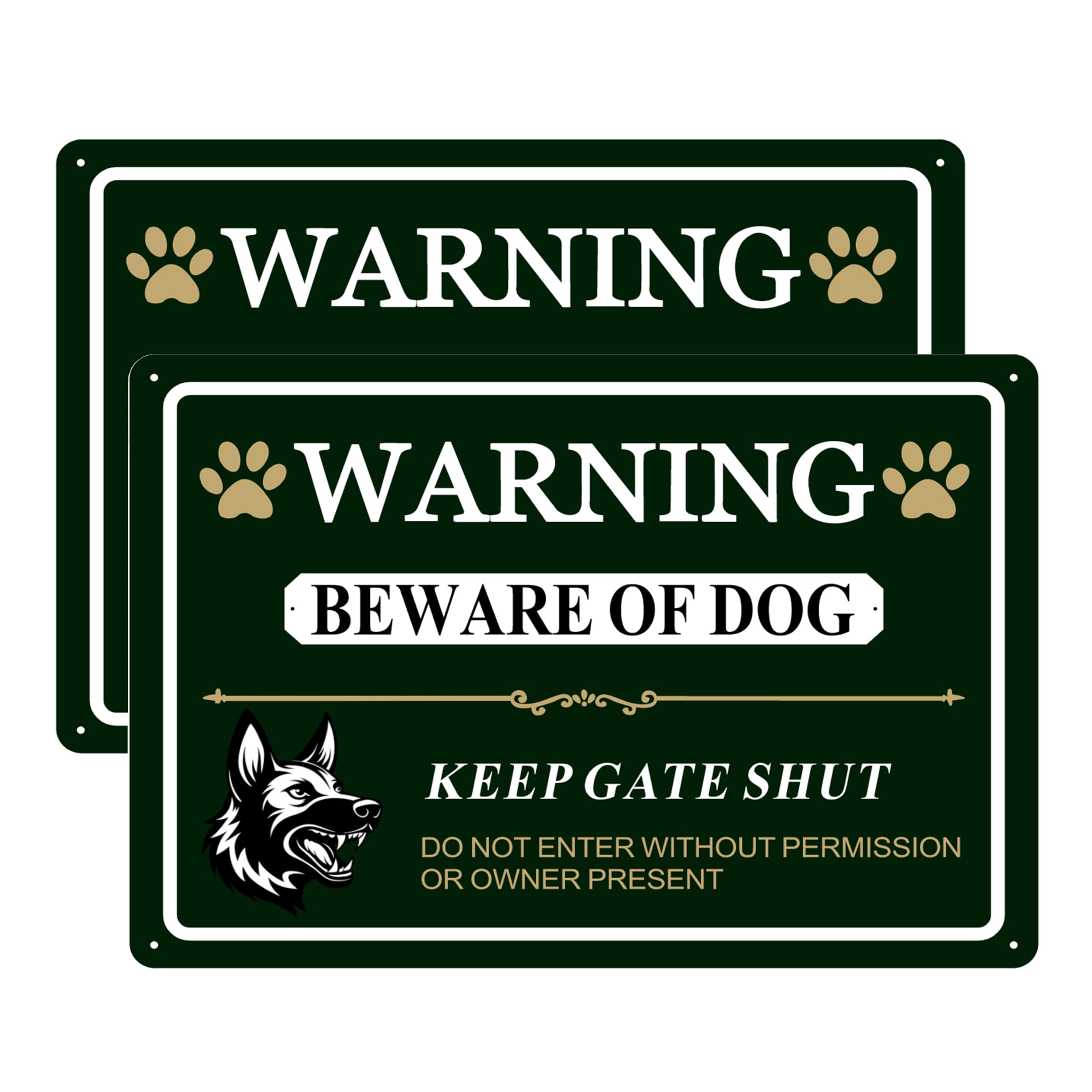 Poicrm beware of dog sign 14x10 with reflective surface improves day and night visibility.