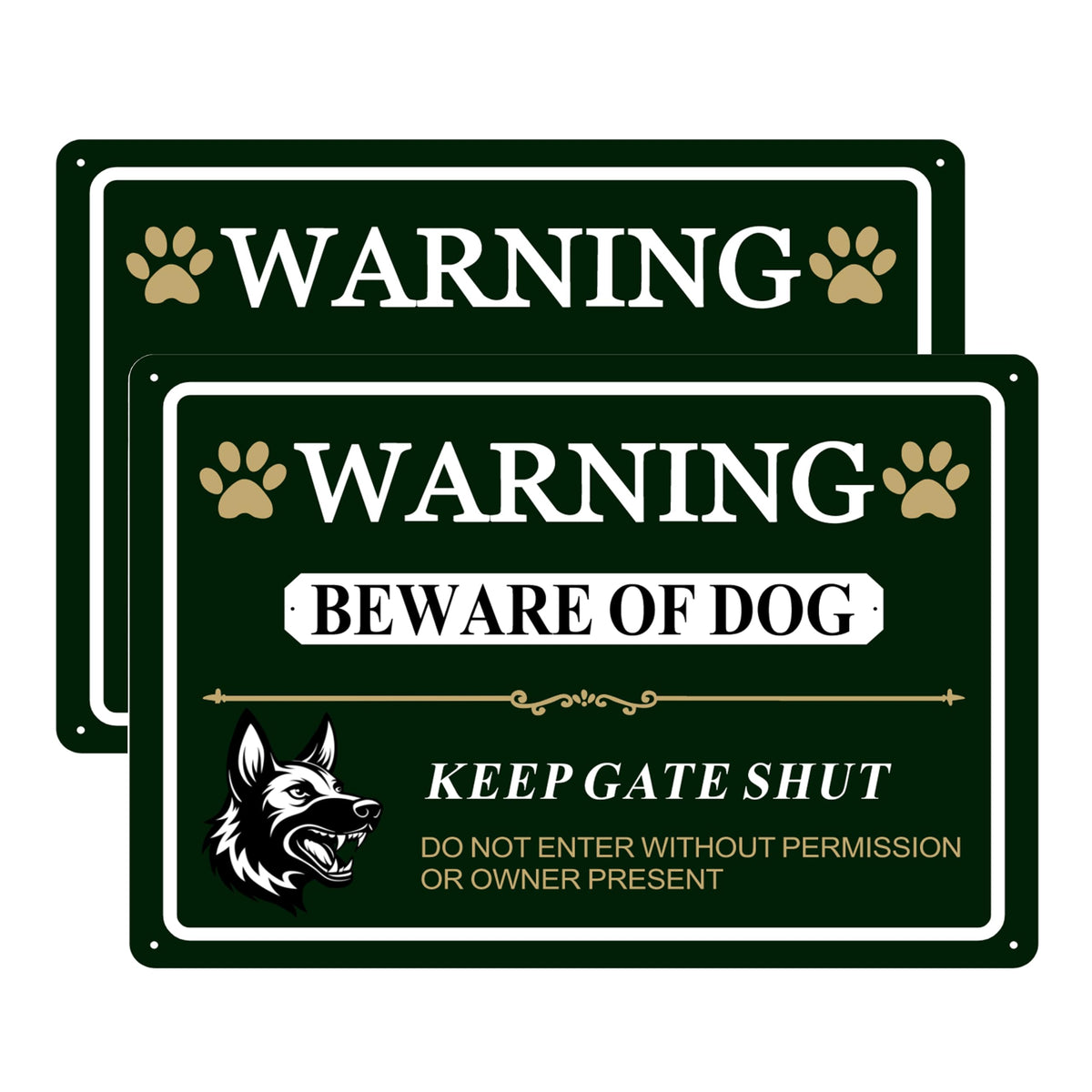 Poicrm beware of dog sign 14x10 with reflective surface improves day and night visibility.